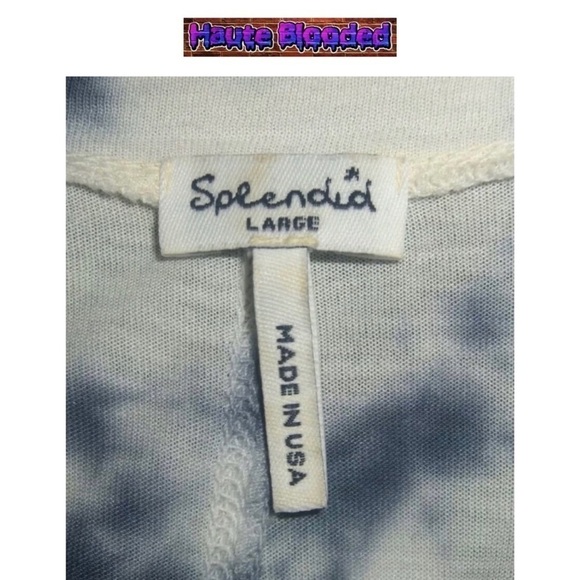 Splendid Tie Dye Blue White Bohemian Blouse Top USA Made Seen On Celebrity Boho - Picture 6 of 9